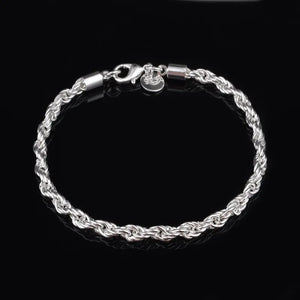 925 Sterling Silver 3MM4MM Twist Bracelet for Women & Men