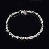 925 Sterling Silver 3MM4MM Twist Bracelet for Women & Men