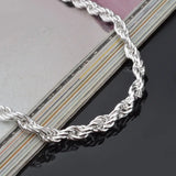 925 Sterling Silver Twist Bracelet 3MM4MM Woman Men Jewelry