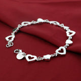 925 Silver Bracelet For Women Hollow Heart Loving Heart Lady Girl Gift