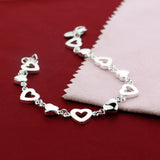 925 Silver Bracelet For Women Hollow Heart Loving Heart Lady Girl Gift