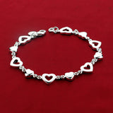 925 Silver Bracelet For Women Hollow Heart Loving Heart Lady Girl Gift