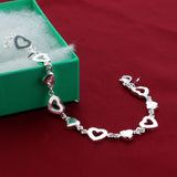 925 Silver Bracelet For Women Hollow Heart Loving Heart Lady Girl Gift