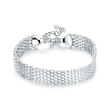 925 Sterling Silver Mesh Bracelet Woman Jewelry Gift