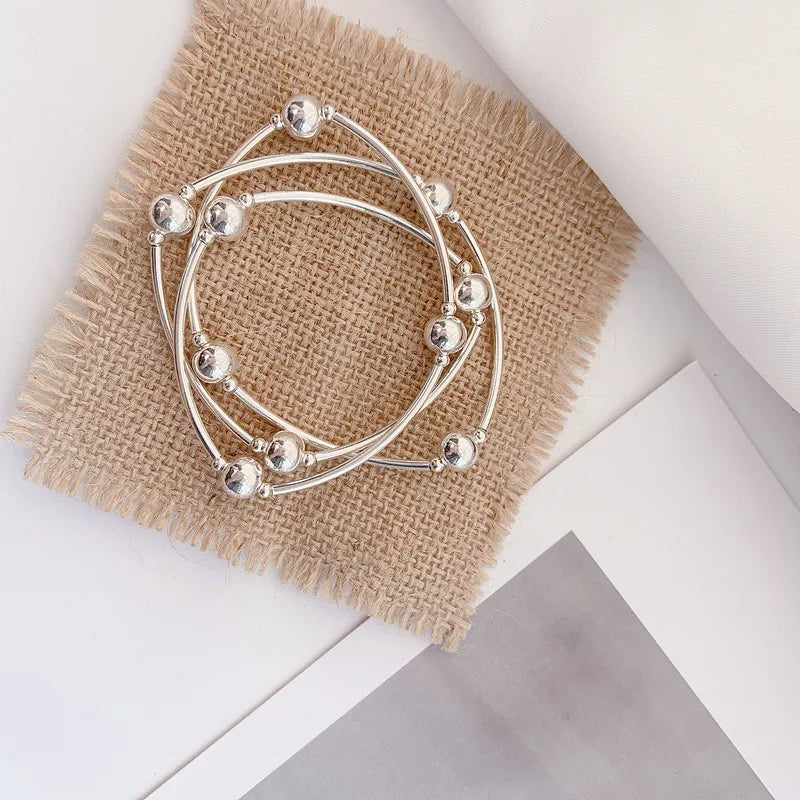 925 Sterling Silver Chain Bracelets For Women Thai Silver Bead Elbow