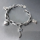 925 Silver Chain Bracelet Retro Personality Men Women