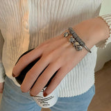 925 Silver Chain Bracelet Elephant Flowers Retro Style Men Women