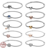 925 Sterling Silver Classic Bracelet Bucket Buckle Snake Bone Chain DIY Gift