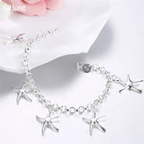 925 Silver Starfish Pendant Bracelet for Women Wedding Party