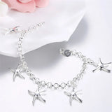 925 Silver Starfish Pendant Bracelet for Women Wedding Party
