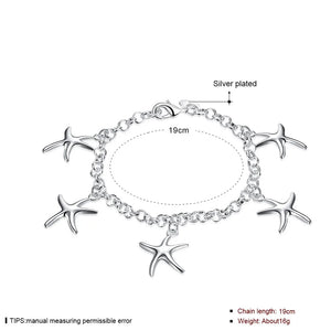 925 Silver Starfish Pendant Bracelet for Women Wedding Party