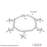 925 Silver Starfish Pendant Bracelet for Women Wedding Party