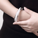 925 Sterling Silver Reticulated Bracelet Women Bangle Wedding Jewelry
