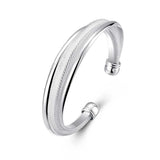 925 Sterling Silver Reticulated Bracelet Women Bangle Wedding Jewelry