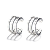 925 Sterling Silver Multilayer Ear Cuff Women Clip On Earrings