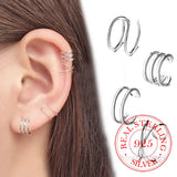 925 Sterling Silver Multilayer Ear Cuff Women Clip On Earrings