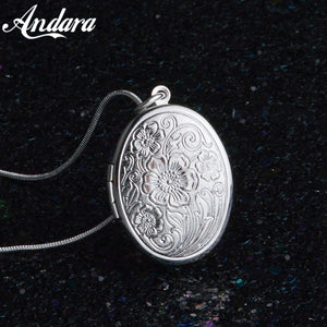 925 Silver Egg-Shaped Photo Frame Necklace Charm Jewelry