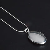 Sterling Silver Egg-Shaped Pendant Necklace 1mm Snake Chain Charm Jewelry