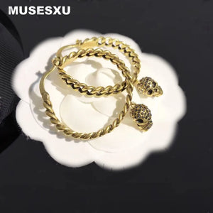 Skull Pendant Earrings Street Punk Style Women's Jewelry