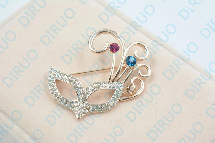 Fox Mask Brooch Austrian Crystal CZ Love Gift for Women