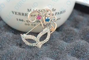 Fox Mask Brooch Austrian Crystal CZ Love Gift for Women