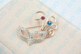Fox Mask Brooch Austrian Crystal CZ Love Gift for Women