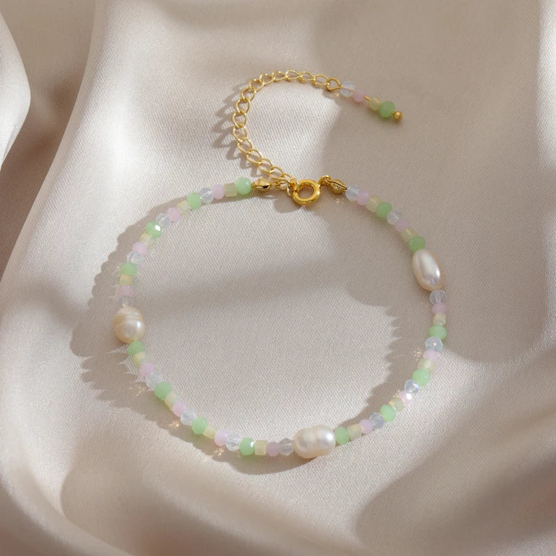 Colorful Beaded Pearl Cuff Bracelet Charm Bracelet