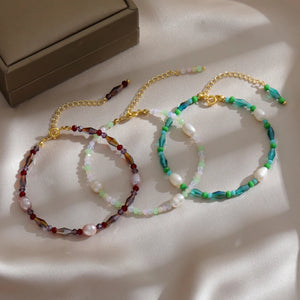 Colorful Beaded Pearl Cuff Bracelet Charm Bracelet