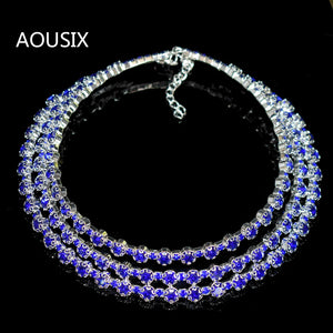 Rhinestone 2/3 Row Choker Necklace