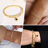 Agate CZ Stone Bracelet for Women, Roman Numeral Double Layer Bracelets