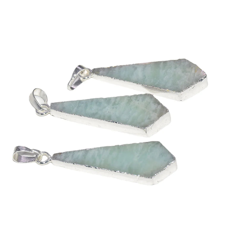 Green Amazonite Natural Stone Healing Pendant Long Necklace Women