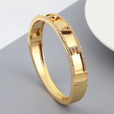 Copper Zircon Crystal Rhinestone Bangle Bracelet for Women