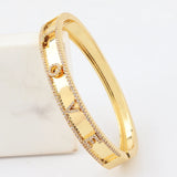 Copper Zircon Crystal Rhinestone Bangle Bracelet for Women