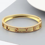 Copper Zircon Crystal Rhinestone Bangle Bracelet for Women