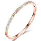 Crystal Rhinestone Pave Stainless Steel Bangle Bracelet for Women