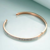 Crystal Rhinestone Pave Stainless Steel Bangle Bracelet for Women