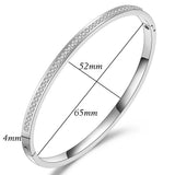 Crystal Rhinestone Pave Stainless Steel Bangle Bracelet for Women
