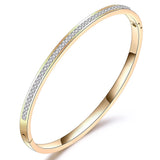 Crystal Rhinestone Pave Stainless Steel Bangle Bracelet for Women