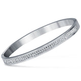 Crystal Rhinestone Pave Stainless Steel Bangle Bracelet for Women