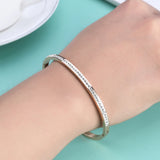 Crystal Rhinestone Pave Stainless Steel Bangle Bracelet for Women