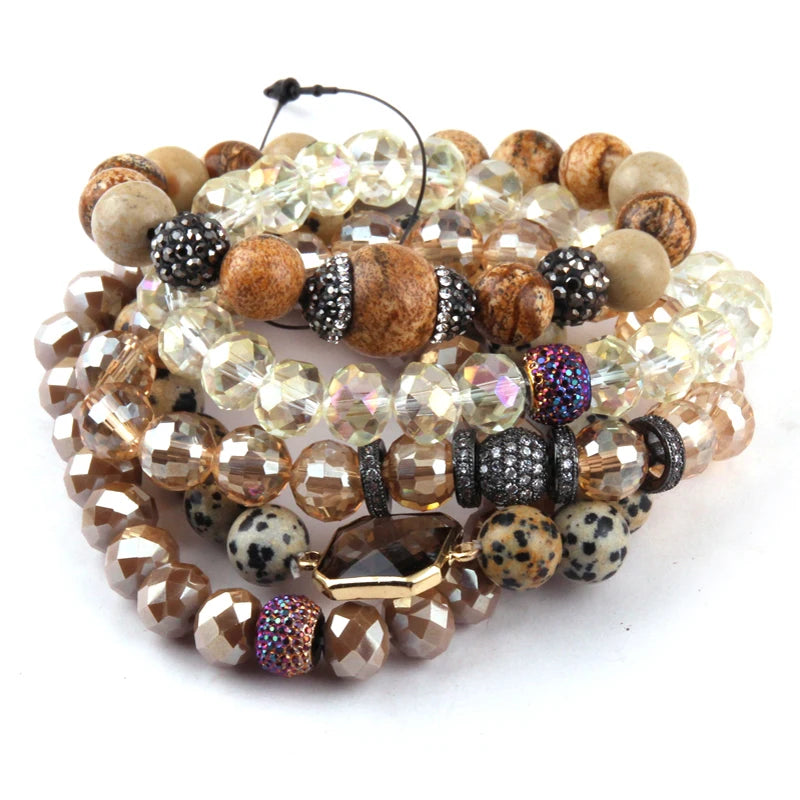 Yellow Stone & Crystal Bracelet Set for Women