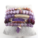 Natural Stone Ox Horn Charm 5pc Bracelets Set