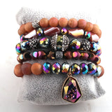 Crystal Pave Bracelet Set Natural Stone Jewelry