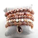 Crystal Pave Bracelet Set Natural Stone Jewelry