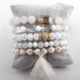 Crystal Pave Bracelet Set Natural Stone Jewelry