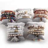 Crystal Pave Bracelet Set Natural Stone Jewelry