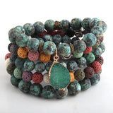 Green Stone Bracelet Set Natural Stone Bracelets