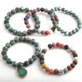 Green Stone Bracelet Set Natural Stone Bracelets