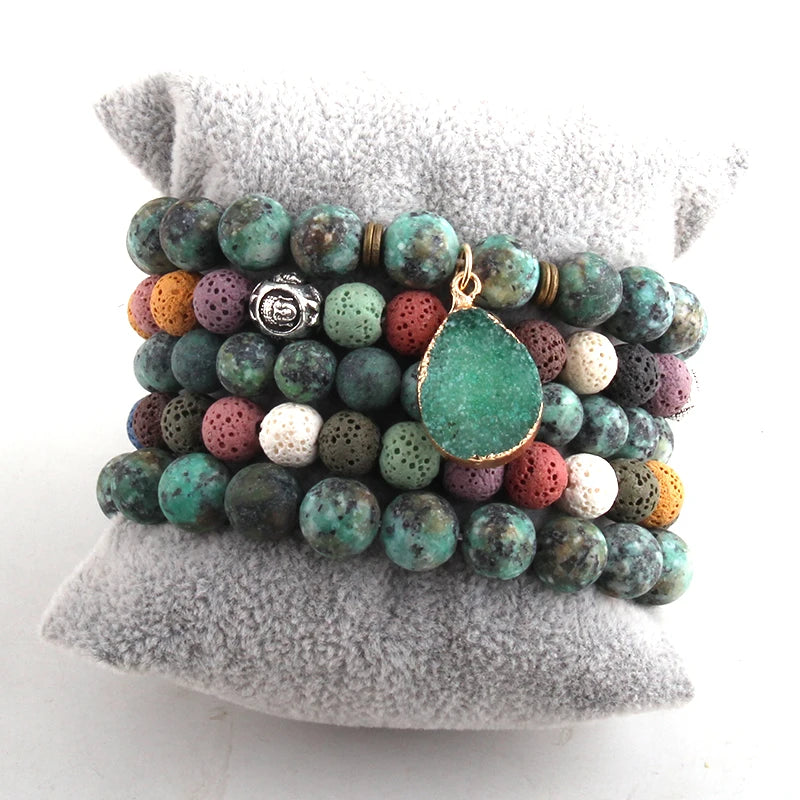 Green Stone Bracelet Set Natural Stone Bracelets