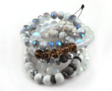 Natural Stone & Glass Crystal Pave Bracelet Set